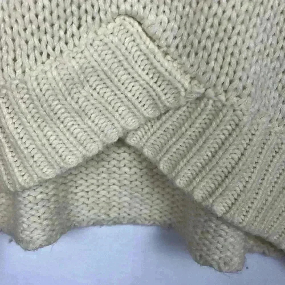 Silence & Noise Womens Sweater Cream M Cable Knit Sleeves Crop Pullover Casual - Picture 6 of 10